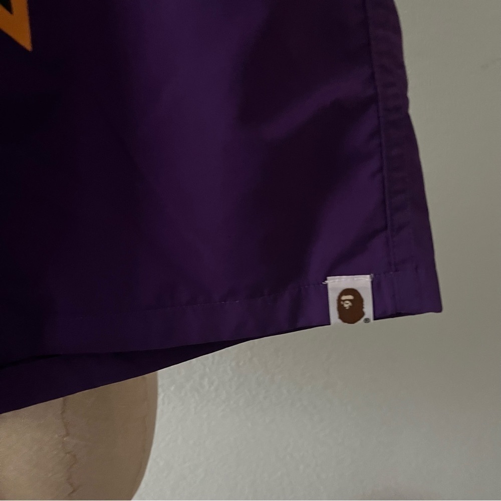 BAPE Purple Tiger SHORTS sz M Bathing Ape Japan Polyester Elastic Waist - Picture 2 of 12